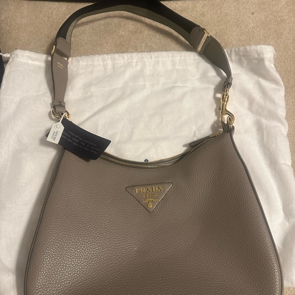 Prada Gray Leather Hobo Bag - Picture 1 of 4